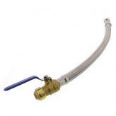 1/2" Push-Fit Ball Valve x 3/4" FIP Braided Water Heater Connector, 18" Length