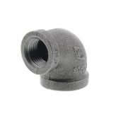 3/4" x 1/2" Black Malleable Reducing 90 Degree Elbow