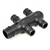 Poly 3/4" F1960 x 1/2" F1960 Opposing Port Manifold, 4 Ports Closed