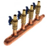 Copper 3/4" F1807 (Crimp) Inlet x 1/2" F1807 (Crimp) w/ Valves, 4-port Closed