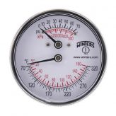 2.5" Tridicator w/ Extension Back Temperature & Pressure Gauge (0-75 PSI & 70°F-320°F)