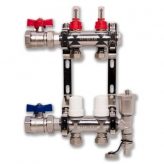 2-Loop Rhella 1" Stainless Steel Radiant Heat Manifold w/ Flow Meter