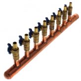 Copper 3/4" F1807 (Crimp) Inlet x 1/2" F1807 (Crimp) w/ Valves, 8-port Closed