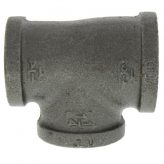 1-1/2" x 1-1/4" x 1-1/4" Black Malleable Iron Tee