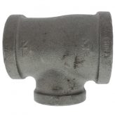 1-1/2" x 1-1/4" x 1" Black Malleable Iron Tee
