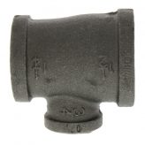1-1/2" x 1-1/4" x 3/4" Black Malleable Iron Tee