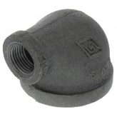 1-1/2" x 1/2" Black Malleable Reducing 90 Degree Elbow
