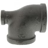 1-1/2" x 1/2" x 1-1/2" Black Malleable Iron Tee