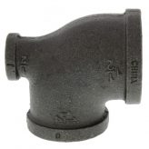 1-1/2" x 1/2" x 1-1/4" Black Malleable Iron Tee