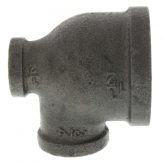 1-1/2" x 1/2" x 3/4" Black Malleable Iron Tee