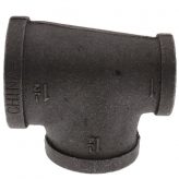 1-1/2" x 1" x 1-1/4" Black Malleable Iron Tee