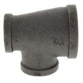 1-1/2" x 1" x 1" Black Malleable Iron Tee