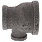1-1/2" x 1" x 3/4" Black Malleable Iron Tee