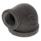1-1/2" x 3/4" Black Malleable Reducing 90 Degree Elbow