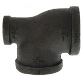 1-1/2" x 3/4" x 1-1/2" Black Malleable Iron Tee