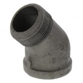 1-1/4" Black Malleable Street 45 Degree Elbow