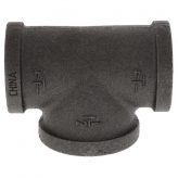 1-1/4" x 1-1/4" x 1-1/2" Black Malleable Iron Tee