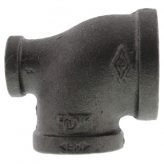 1-1/4" x 3/4" x 1" Black Malleable Iron Tee