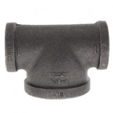 1" x 1/2" x 1/2" Black Malleable Iron Tee