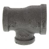 1" x 3/4" x 1/2" Black Malleable Iron Tee