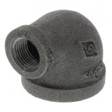 1" x 3/8" Black Malleable Reducing 90 Degree Elbow