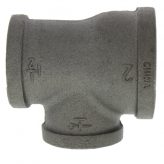 2" x 1-1/2" x 1-1/4" Black Malleable Iron Tee