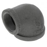 2" x 1-1/4" Black Malleable Reducing 90 Degree Elbow