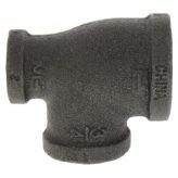 2" x 1-1/4" x 1-1/2" Black Malleable Iron Tee