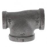 3/4" x 1/2" x 1" Black Malleable Iron Tee
