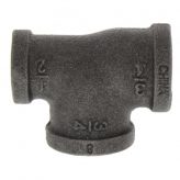 3/4" x 1/2" x 3/4" Black Malleable Iron Tee