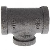 3/4" x 3/4" x 1/2" Black Malleable Iron Tee