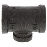 3/4" x 3/4" x 3/8" Black Malleable Iron Tee