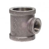 3/8" x 3/8" x 1/4" Black Malleable Iron Tee