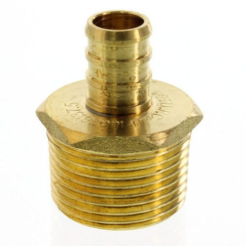 34MIP12PEXADP Male NPT by pex crimp increasing adapter made from lead free brass and certified to CSA B137.5