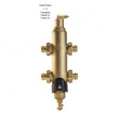 Spirovent Quad hydraulic separator manufactured from brass with optional magnet and solder, threaded or press fit