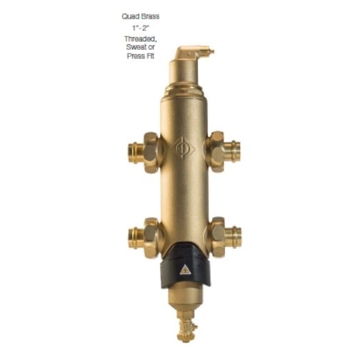 Spirovent Quad Spirovent Quad hydraulic separator manufactured from brass with optional magnet and solder, threaded or press fit
