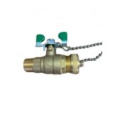 1/2" Male NPT x 3/4" Male Garden Hose Thread Full Port w/ Cap & Chain