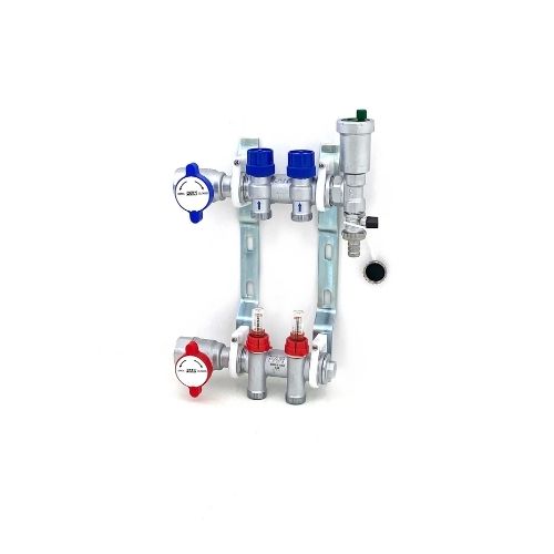 FAR 2 Loop FAR Rubinetterie 2-Loop cast brass 1" radiant heating manifold with flow gauge