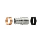 1/2" Stainless Steel F1807 PEX Crimp x 1/2" Poly-B Transition Coupling