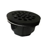 2" Two Piece shower Drain for Prefab Showers Matte Black Stainless Steel Grid