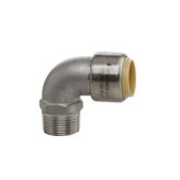 1/2" Stainless Steel Push-Fit x 1/2" Male NPT 90 Degree Elbow