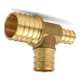 1" PEX x 1/2" PEX x 3/4" PEX Brass Tee (Lead Free)
